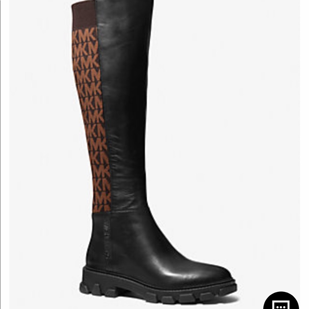 Michael kors leather logo and jacquard boots New in Box